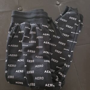 Aeropostale Black Joggers with White Logo Print